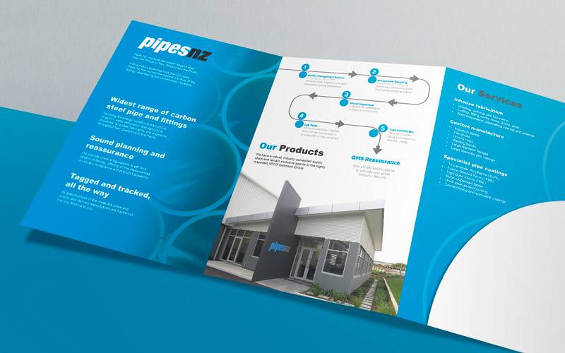 Pipes NZ brochure design by TGM Creative